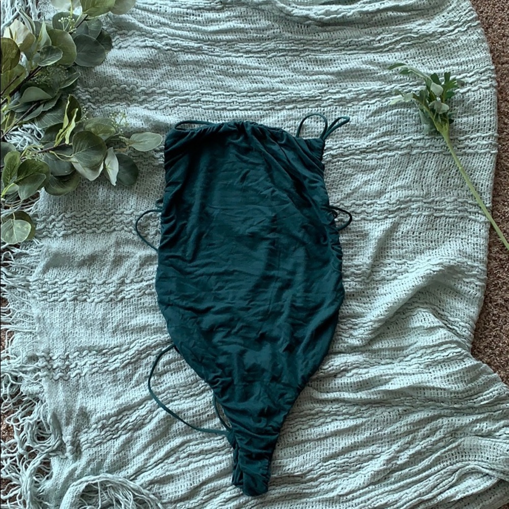 Green strappy back body suit